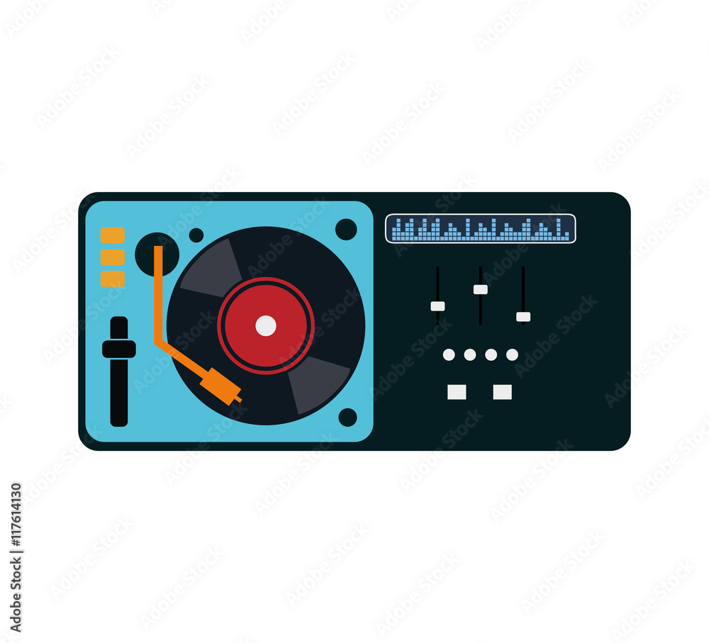 Fototapeta premium vinyl machine equalizer music sound dj melody icon. Isolated and flat illustration. Vector graphic