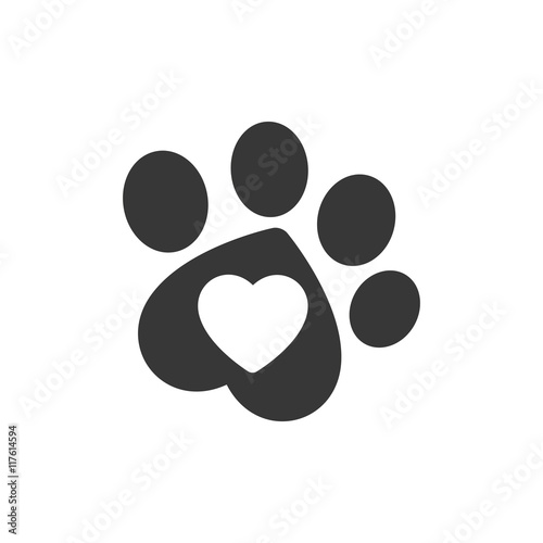 foot print heart dog love pet animal icon. Isolated and flat illustration. Vector graphic