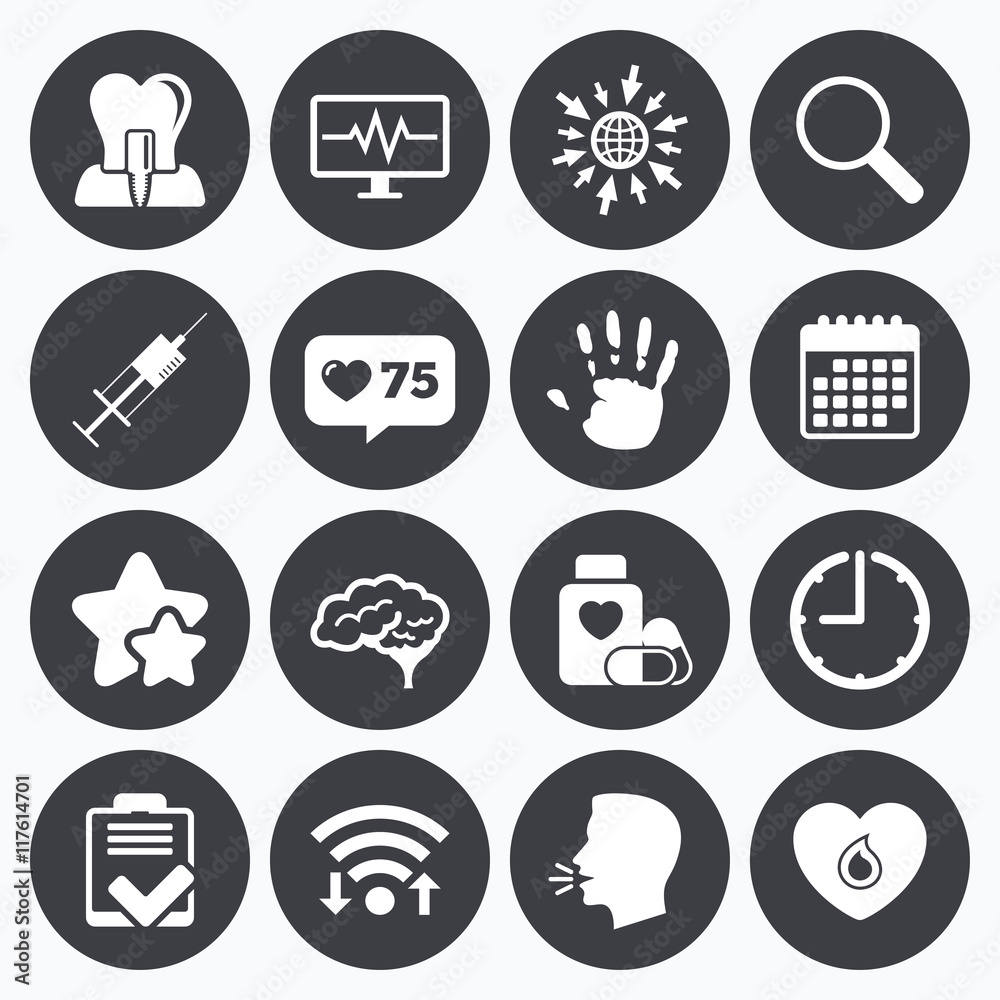 Medicine, medical health and diagnosis icons. Medicine, medical health and diagnosis icons.