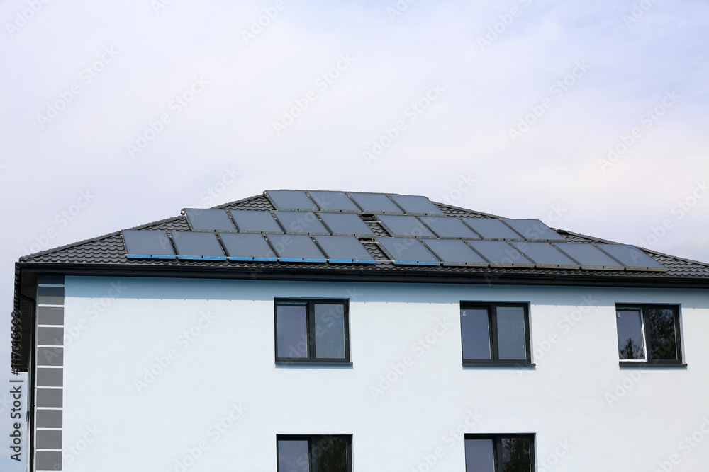The roof of photovoltaic panels