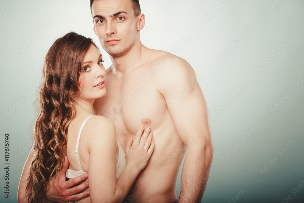 Sexy couple. Half naked man and woman in lingerie. Sexy couple. Half naked man and woman in lingerie.
