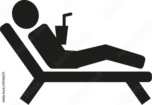 Photographie Man lying on sunbed pictogram