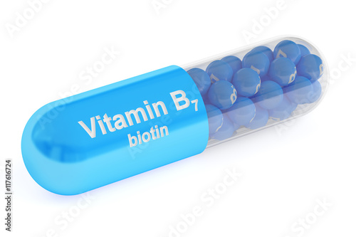 Vitamin capsule B7, 3D rendering