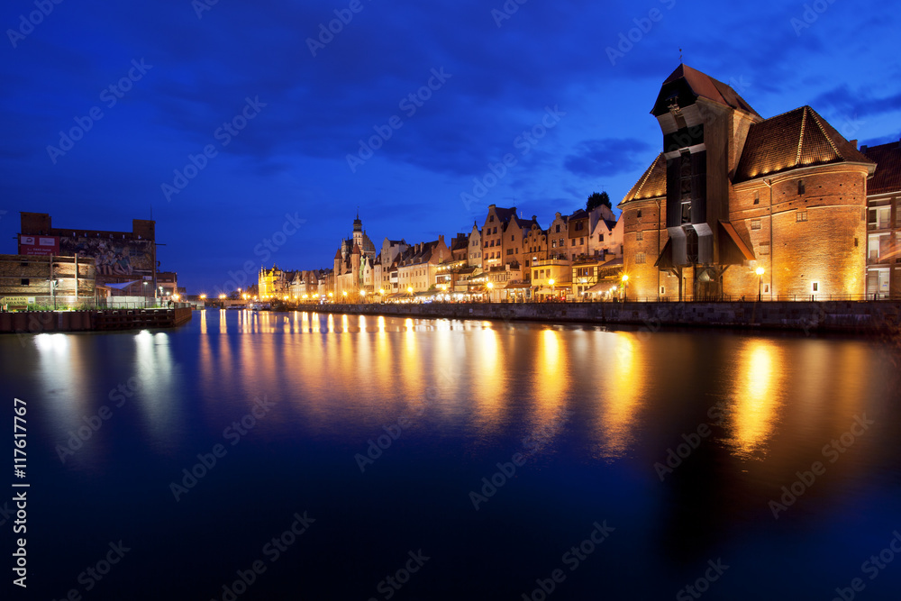 Medieval town of Gdansk with the port crane Medieval town of Gdansk with the port crane