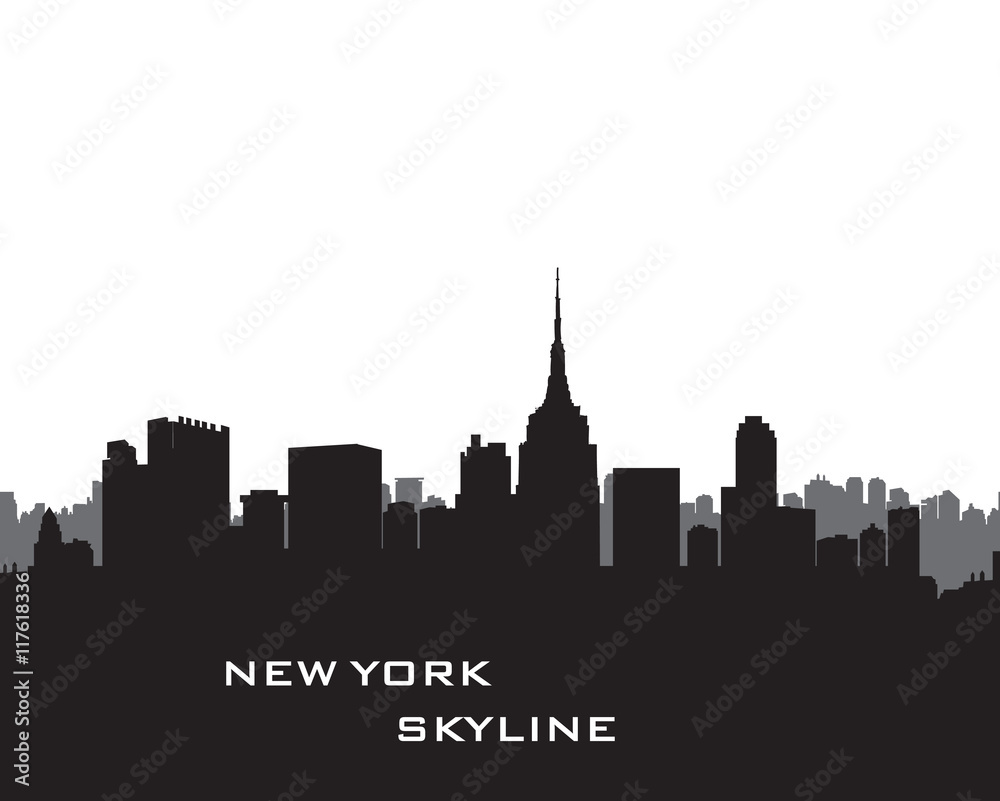 New York Skyline. Vector USA landscape. Cityscape with skyscrape