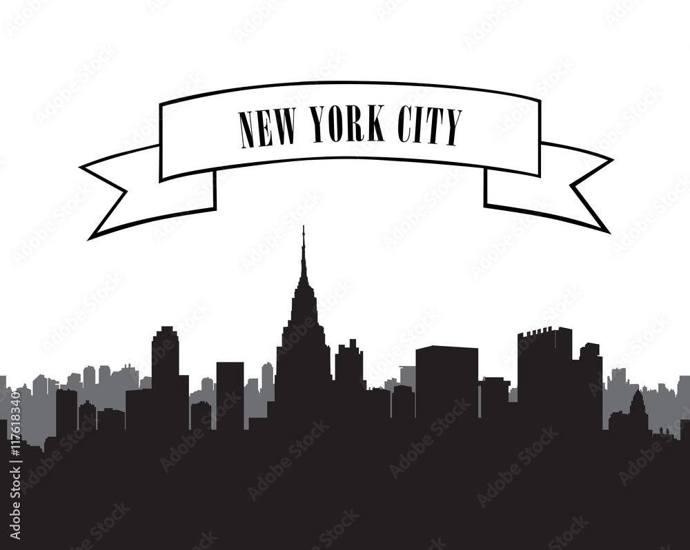 Naklejka premium New York, USA skyline background. City silhouette. American landmarks. Urban architectural landscape. Cityscape with famous buildings