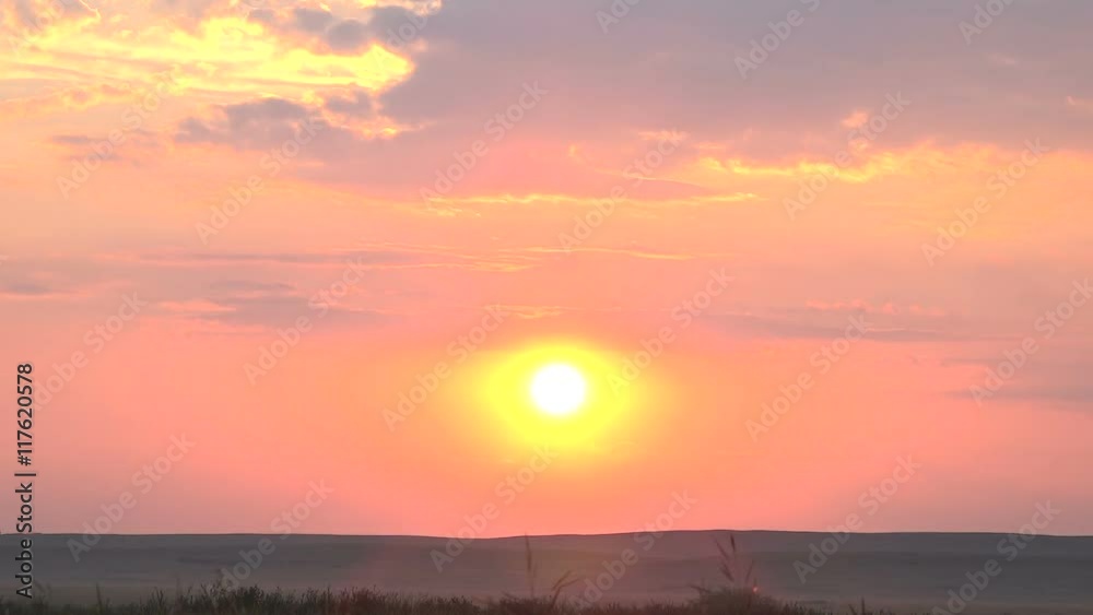 Sunset in Summer in the Desert. Taymlaps. Beautiful Pink Clouds. Sunset in Summer in the Desert. Taymlaps. Beautiful Pink Clouds.