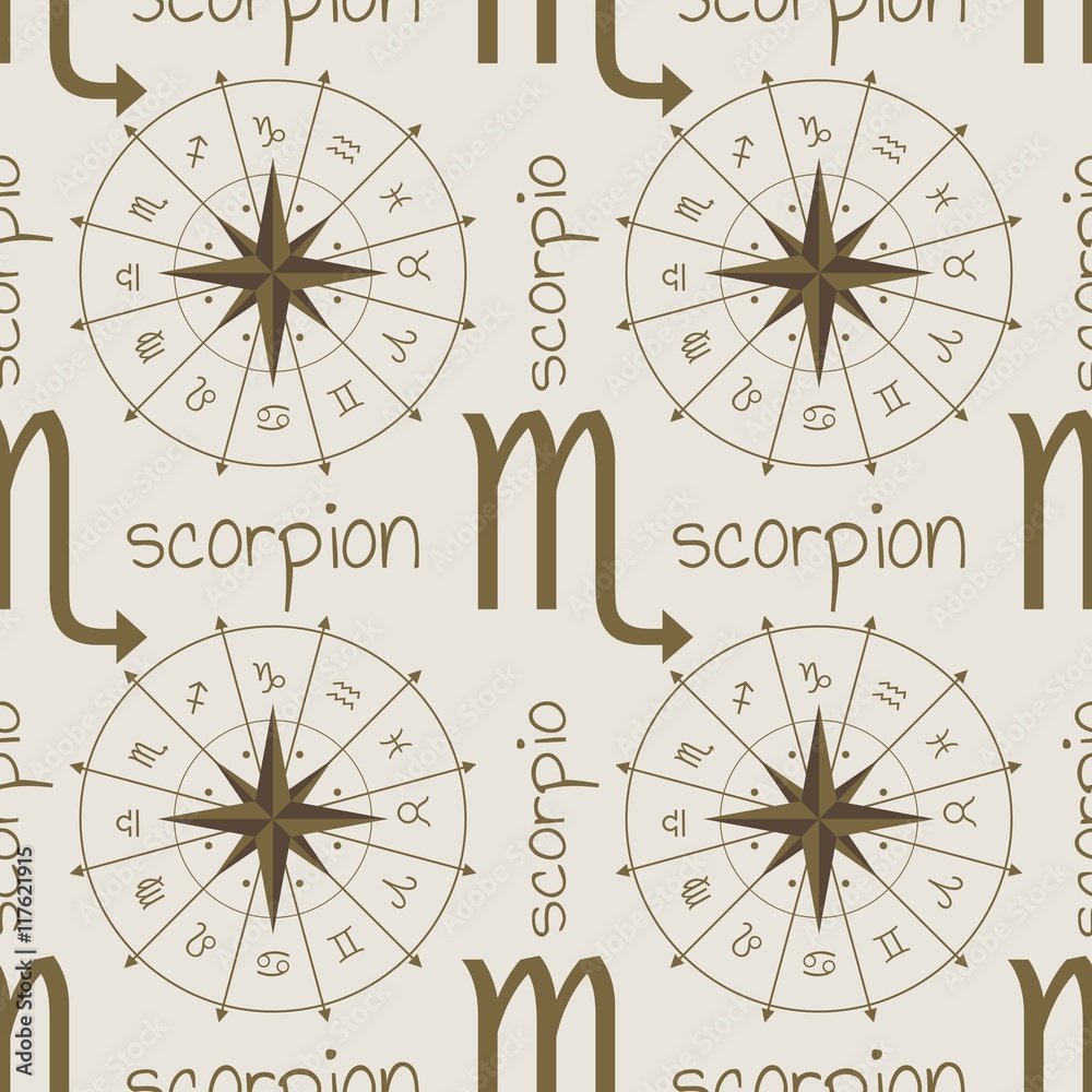 Astrology sign Scorpion. Seamless background. Vector illustration