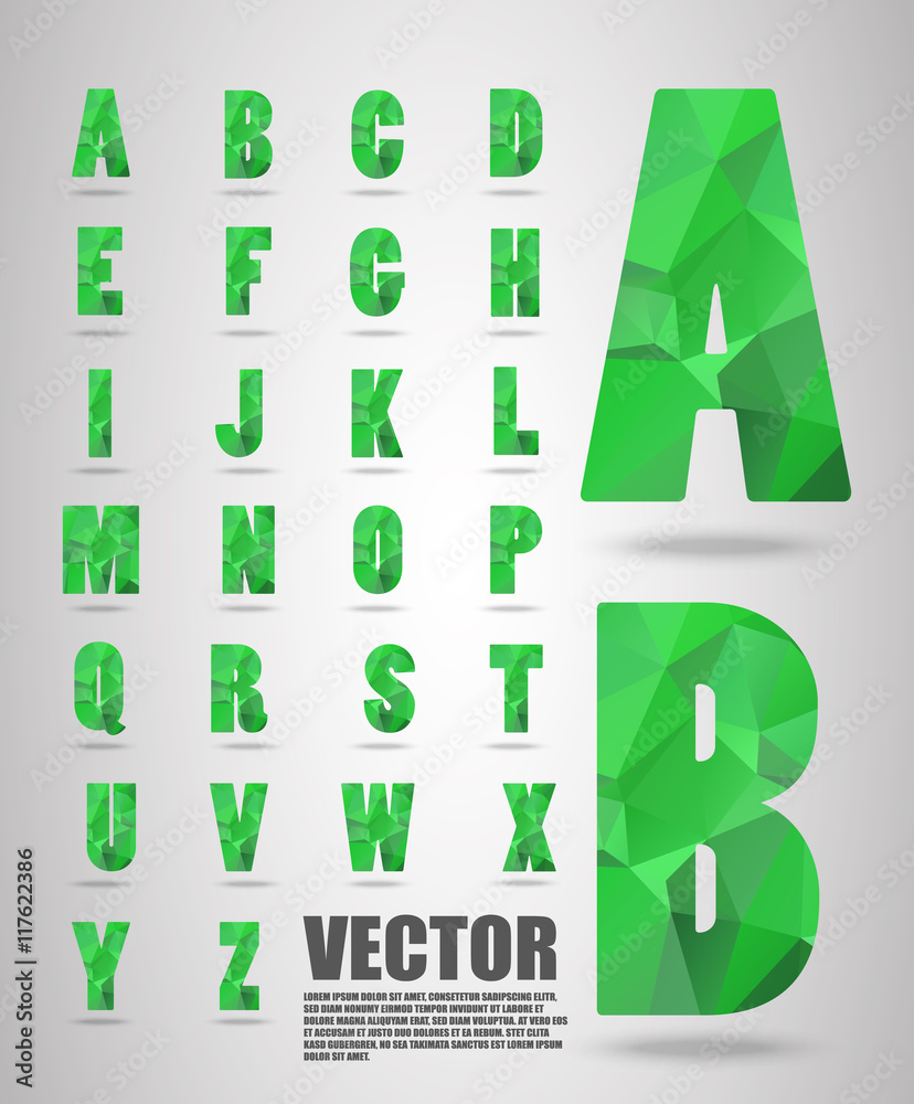 Fonts Low poly alphabet Typographic alphabet in a set. Contains Fonts Low poly alphabet Typographic alphabet in a set. Contains