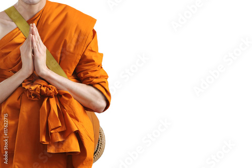 Photography monk praying at the ordination ceremony of the buddhist monks