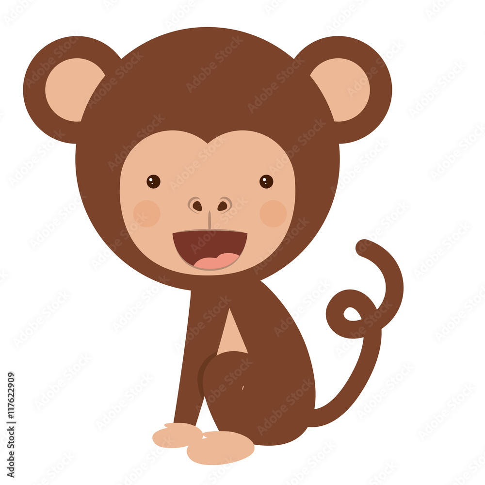 Funny Monkey Character Isolated Icon Design Vector Illustration Funny Monkey Character Isolated Icon Design Vector Illustration