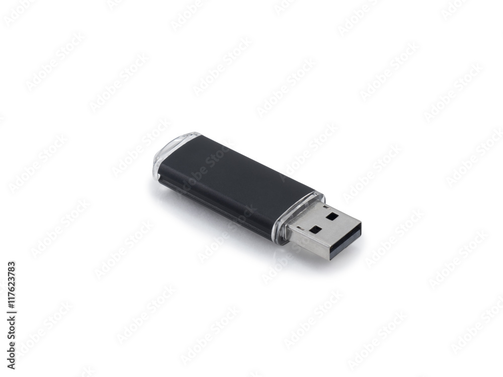 Black UBS flash drive isolate on white background (clipping path) Black UBS flash drive isolate on white background (clipping path)