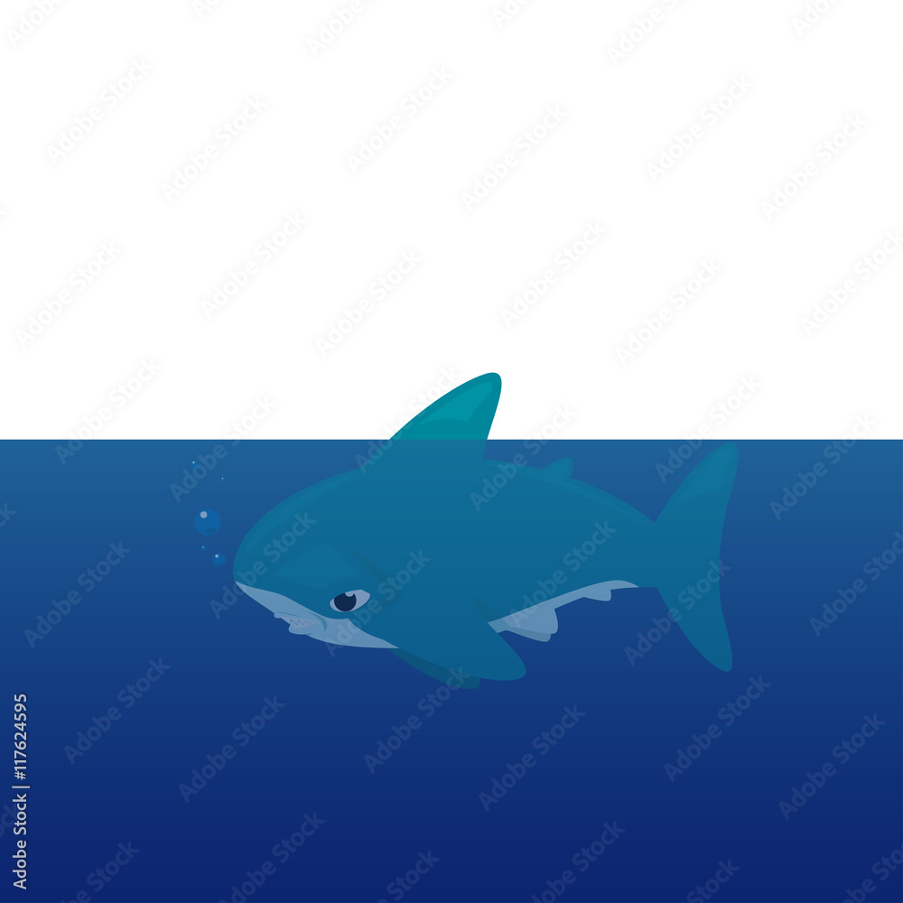 Fototapeta premium Vector cartoon - Hammerhead Shark (Sphyrnidae)