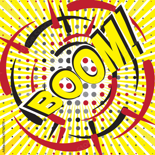 Boom wording sound effect set design for comic background, comic strip