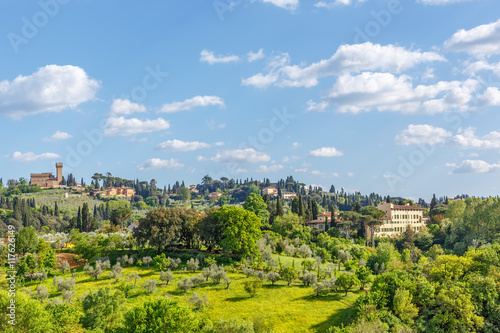 Villas and farms in Tuscan landscape