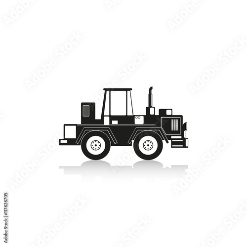 Construction machinery. Tractor. Vector icon.