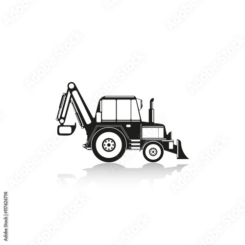 Construction machinery. Tractor. Vector icon.