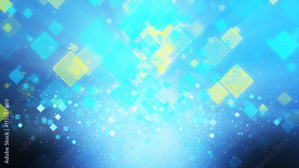 Cool blue and yellow color background with squares. Light ray b Cool blue and yellow color background with squares. Light ray b