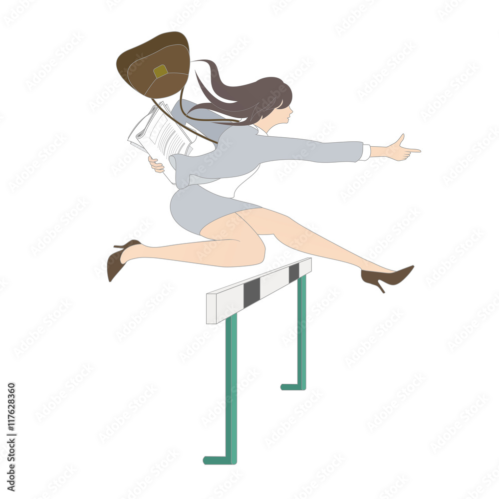 ハードルを跳び越える女性 Stock イラスト Adobe Stock