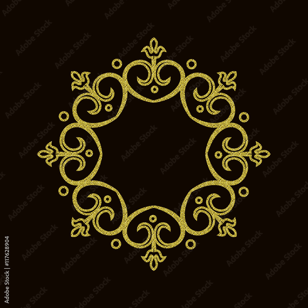 Vector decorative element mandala in golden texture. Vector decorative element mandala in golden texture.