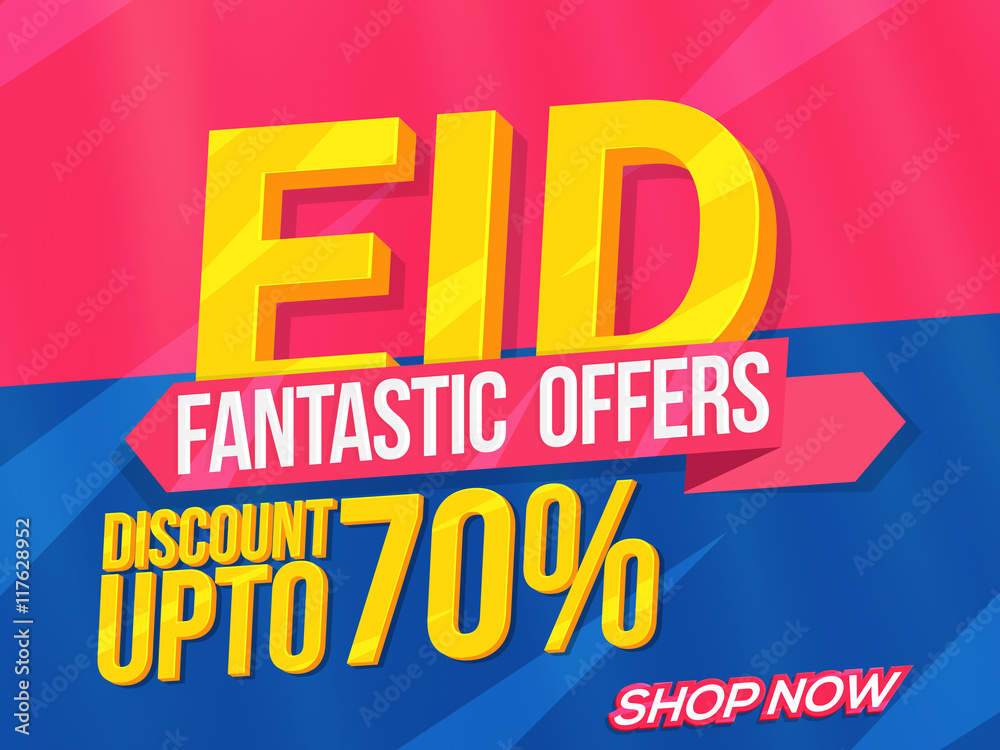 Eid Sale Poster, Banner or Flyer. Flat 70% Off.
