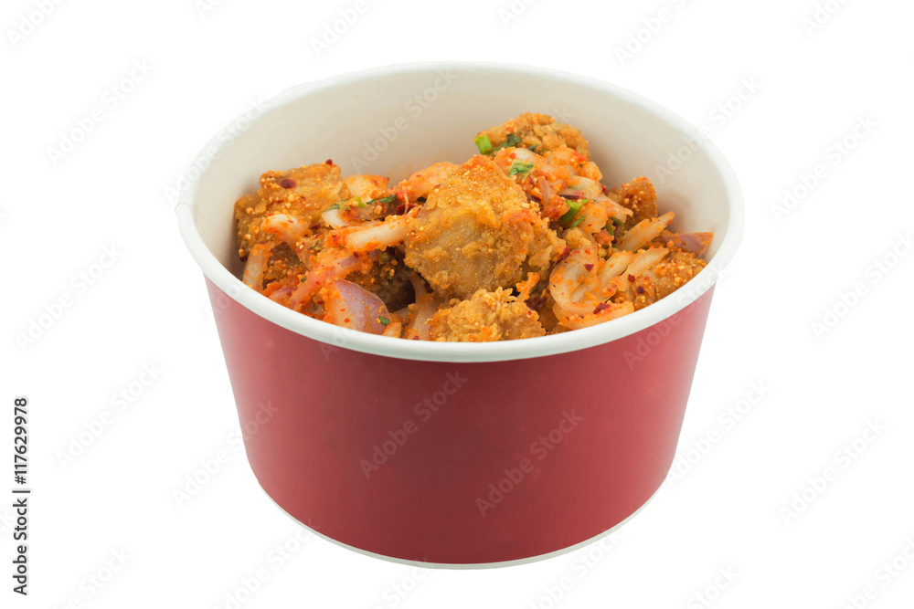 hot and crispy fried chicken in box