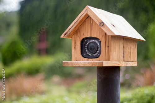 security camera CCTV inside mini wood house © watchara tongnoi