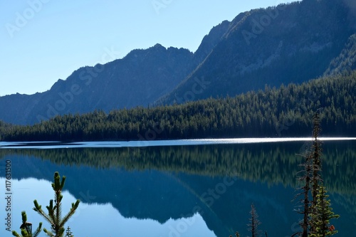 Mountain reflection in lake. Enchantment lakes basin near Levenworth and Seattle, WA. 
