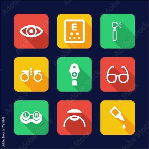 Optometry Icons Flat Design