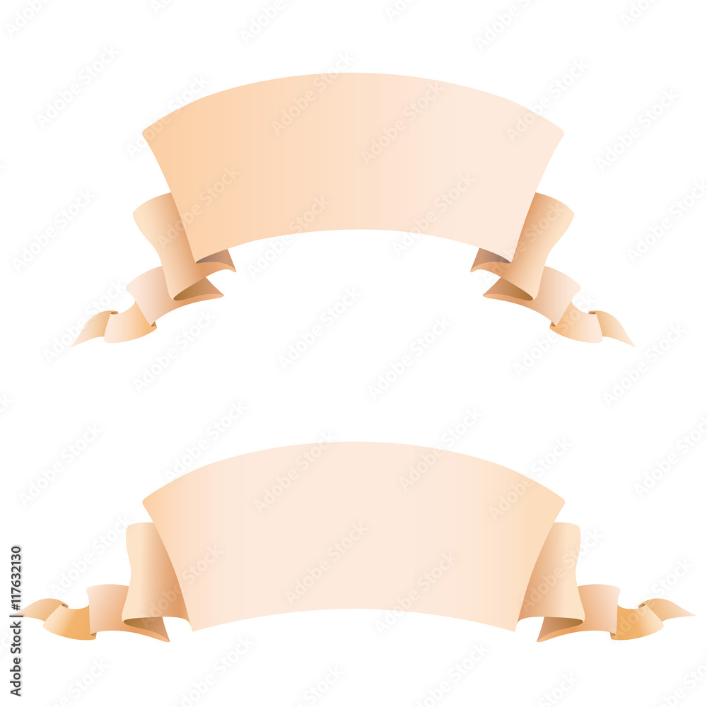 Set of light brown wide, short volume curved semicircle arc strips ...