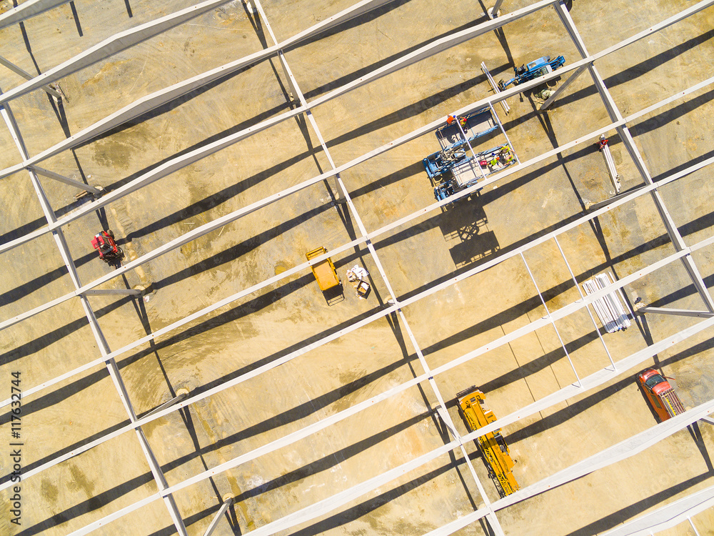 Aerial view of construction site. Industrial background from drone. Industry, development and investment in European Union. Aerial view of construction site. Industrial background from drone. Industry, development and investment in European Union.