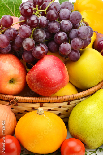 bright background of fruits and vegetables