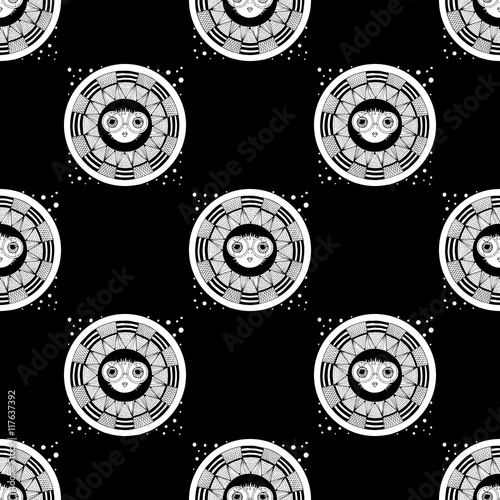 seamless pattern with puffer fish. vector.