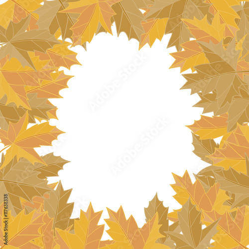 Sticker autumn style. Yellow falling leaves vector. Greeting card vector. Space for text. Photo album.