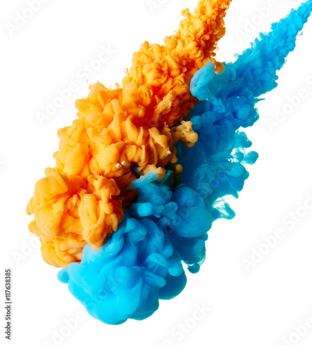 Splash of blue and orange paint