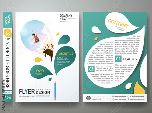 Brochure design template vector.Business flyers report magazine poster template layout.Cover book portfolio presentation abstract green leaf design.Layout design in A4 brochure poster size background.