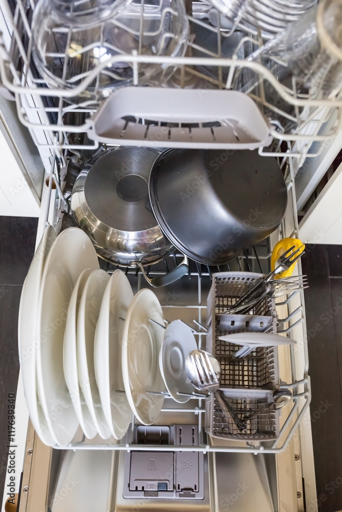 Open dishwasher machine