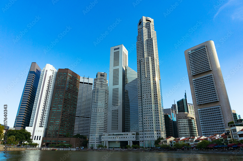 Skyline of Singapore city. Downtown skyscrapers office buildings of modern megalopolis