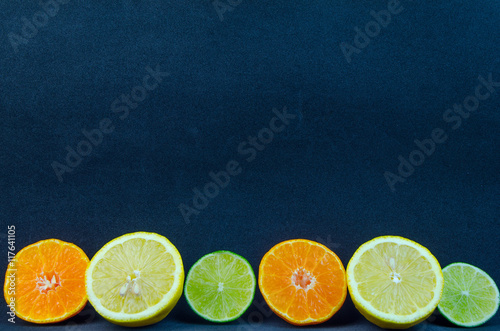 The fruit of lemon, mandarin and lime.
