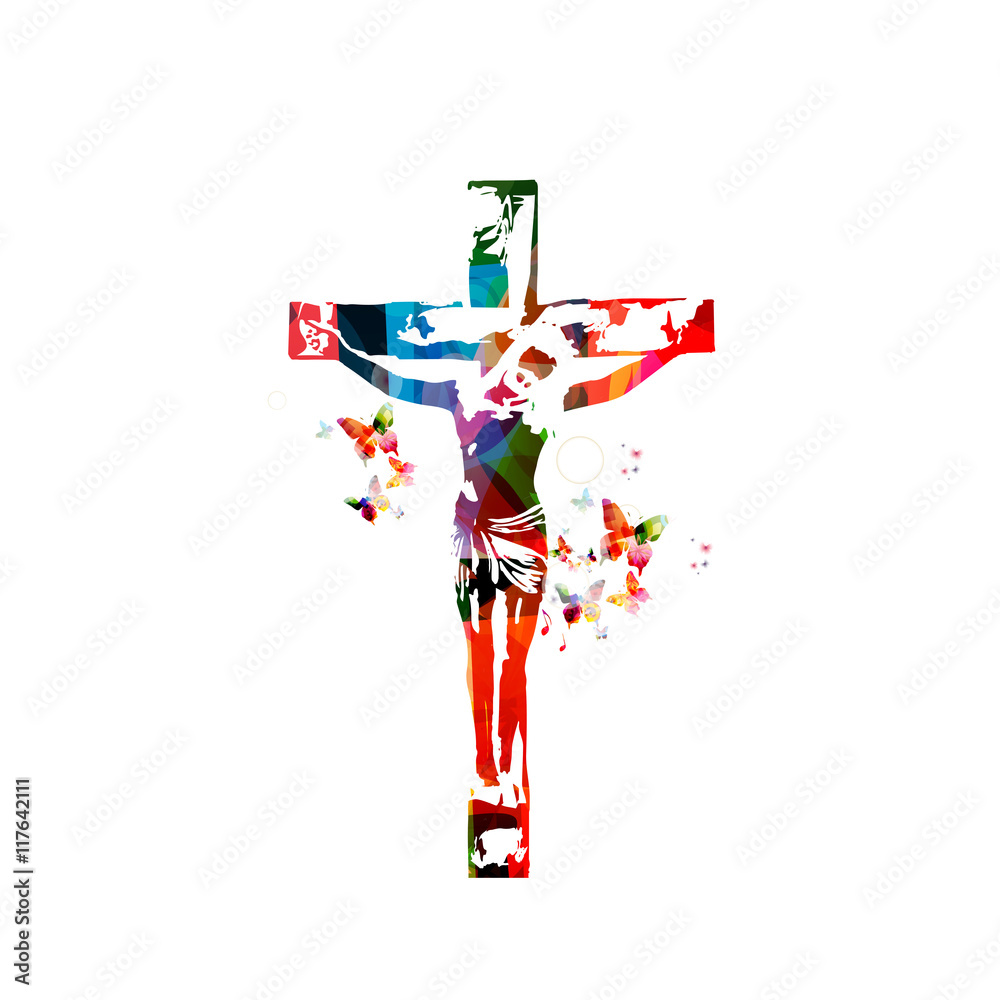 Vector illustration of colorful cross isolated on white background