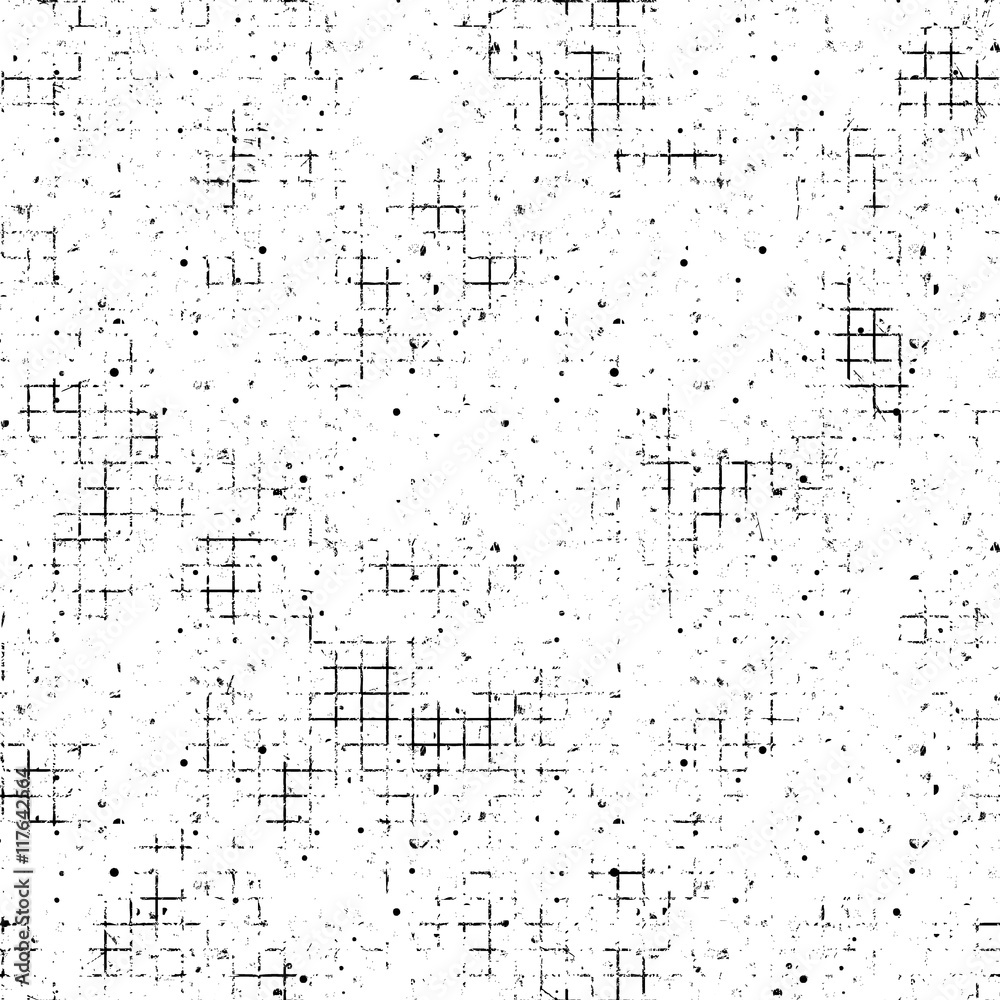 Seamless vector texture. Grunge black and white checkered background with attrition, cracks and ambrosia. Old style vintage design. Graphic illustration. Series of Grunge Old Seamless Patterns. Seamless vector texture. Grunge black and white checkered background with attrition, cracks and ambrosia. Old style vintage design. Graphic illustration. Series of Grunge Old Seamless Patterns.