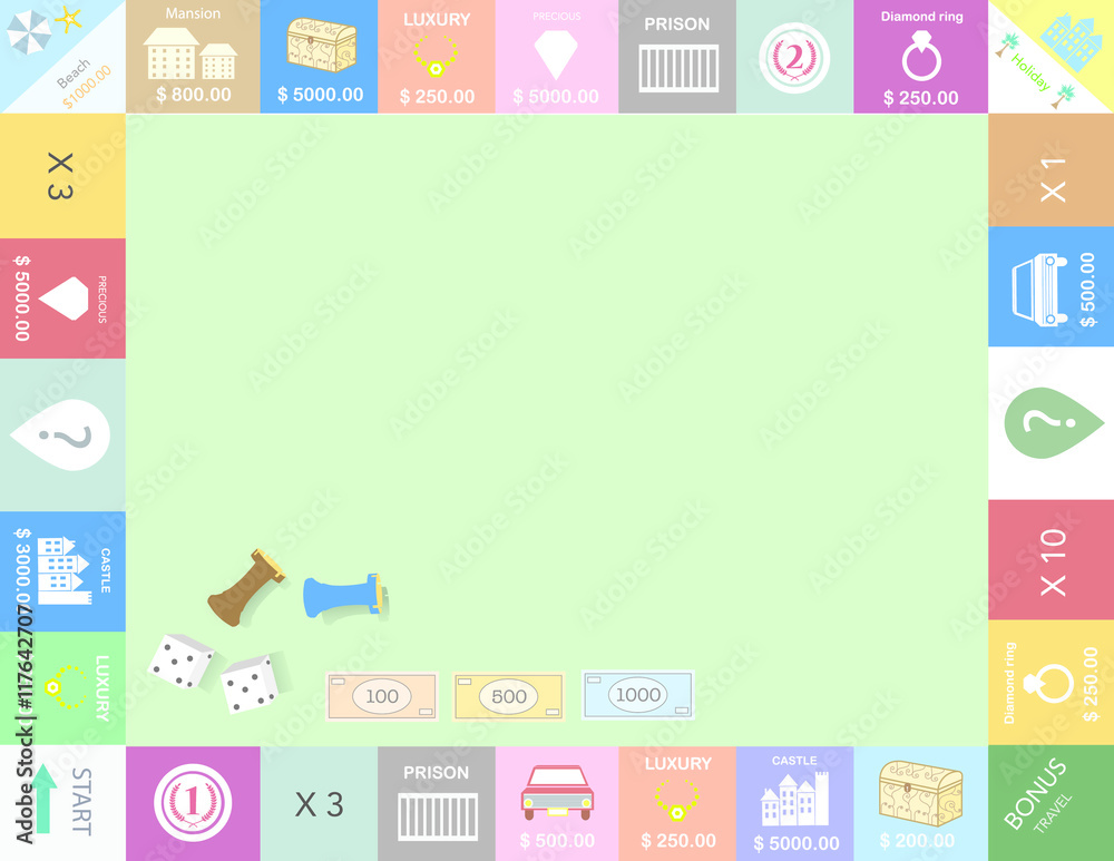 Frame of monopoly board game ,Funny frame,Board games,Vector illustrations