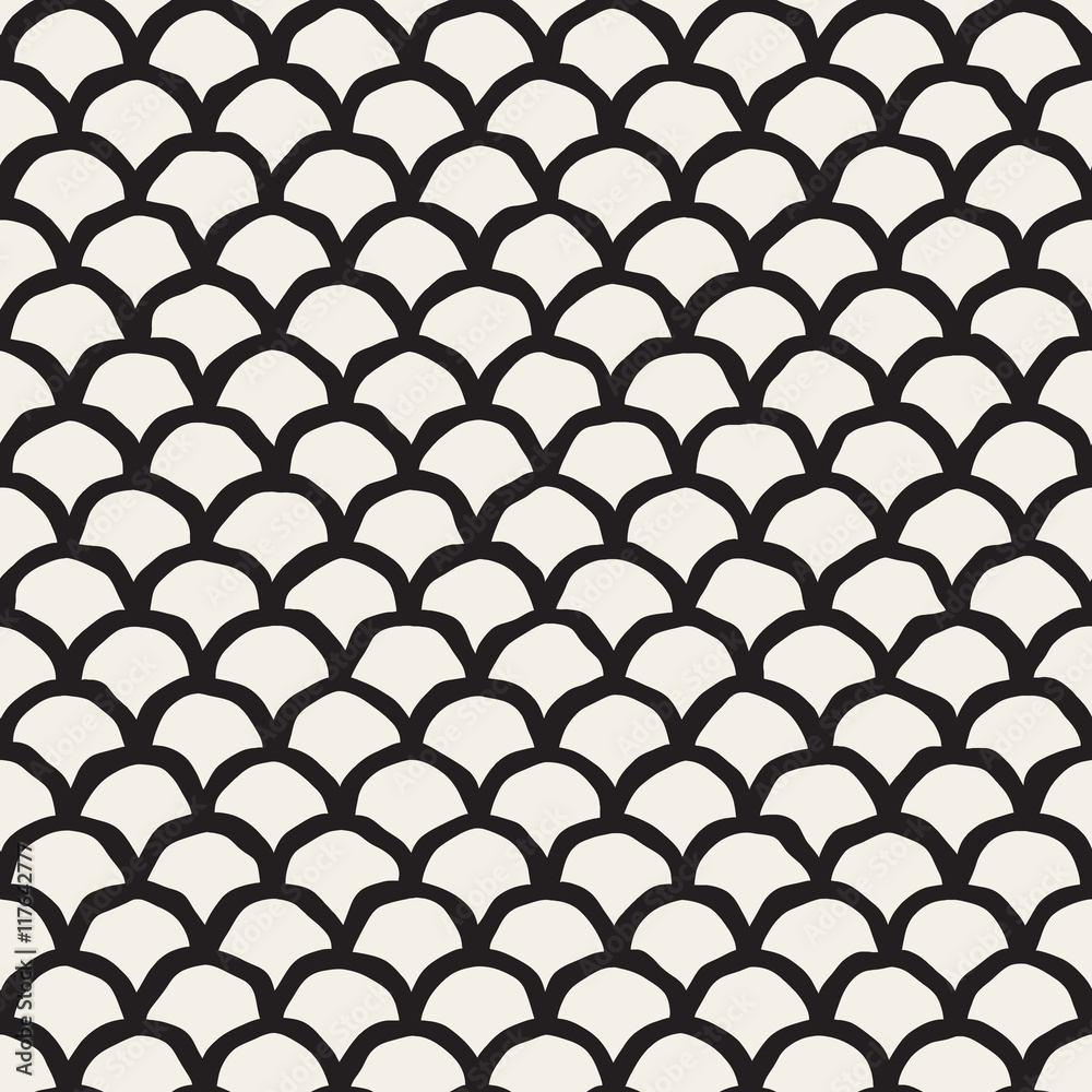 Vector Seamless Rounded Lines Oriental Pattern