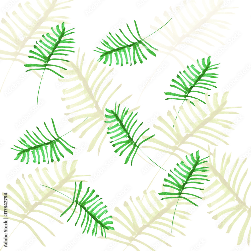 watercolor palm leaf pattern