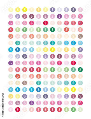 American dollar dots,colorful printable planner stickers for projects.Vector clipart.Clipart