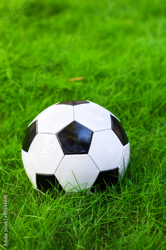 Soccer ball on grass © photopixel