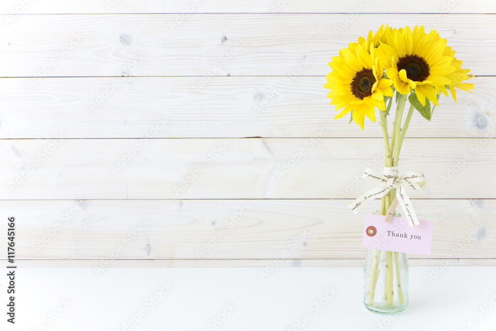 Obraz premium ひまわり メッセージ カード