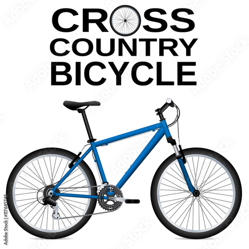 Cross-country bike. Detailed drawing. White background. Isolated object. Vector Image.