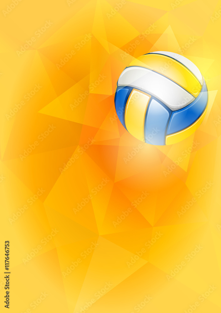 Vertical Background on Volleyball Theme with Flying Volleyball Ball on ...