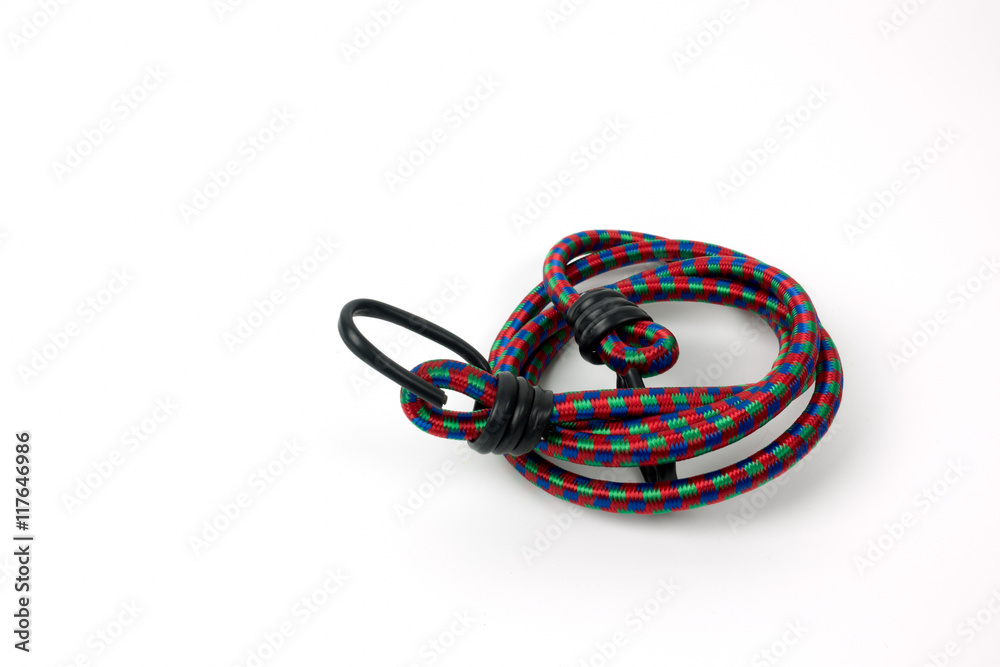 Fototapeta premium Elastic strap rope isolated on white background.